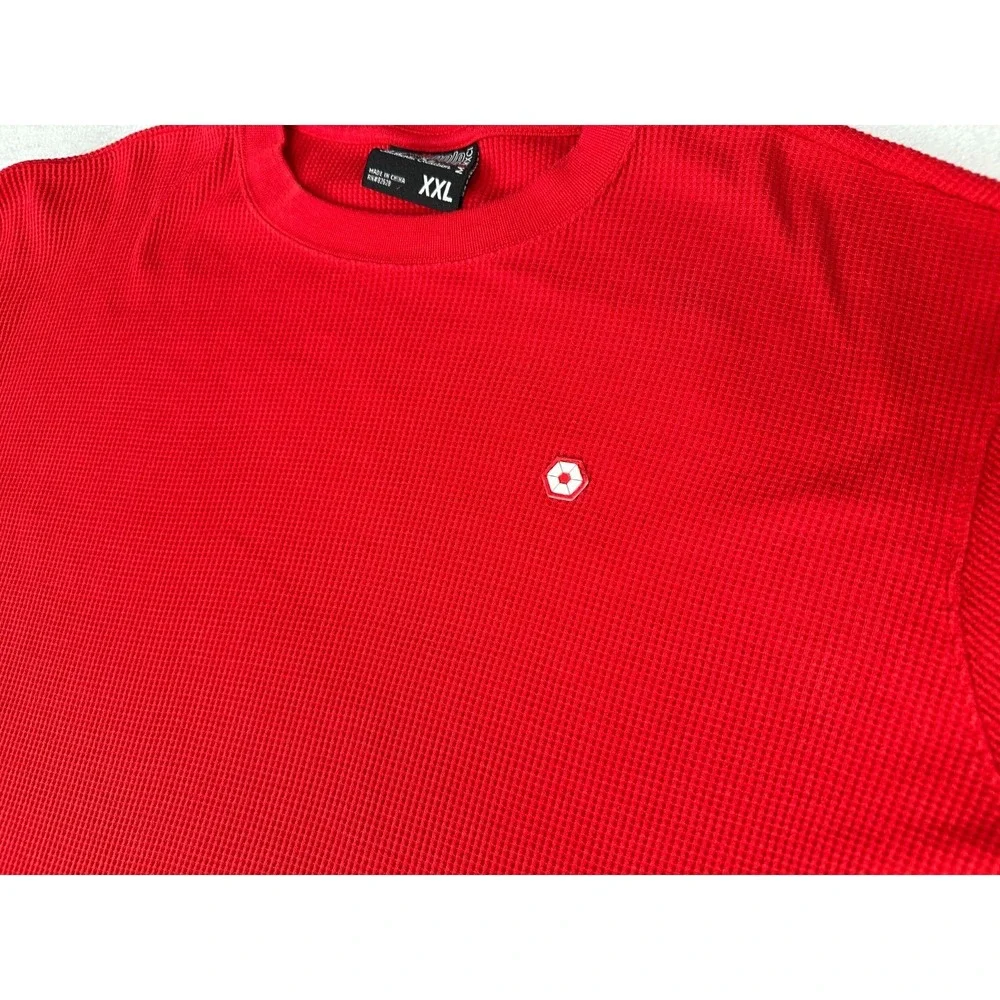 South Pole Y2K Red Thermal Waffle Knit Crewneck Sweater Men's XXL Long Sleeve